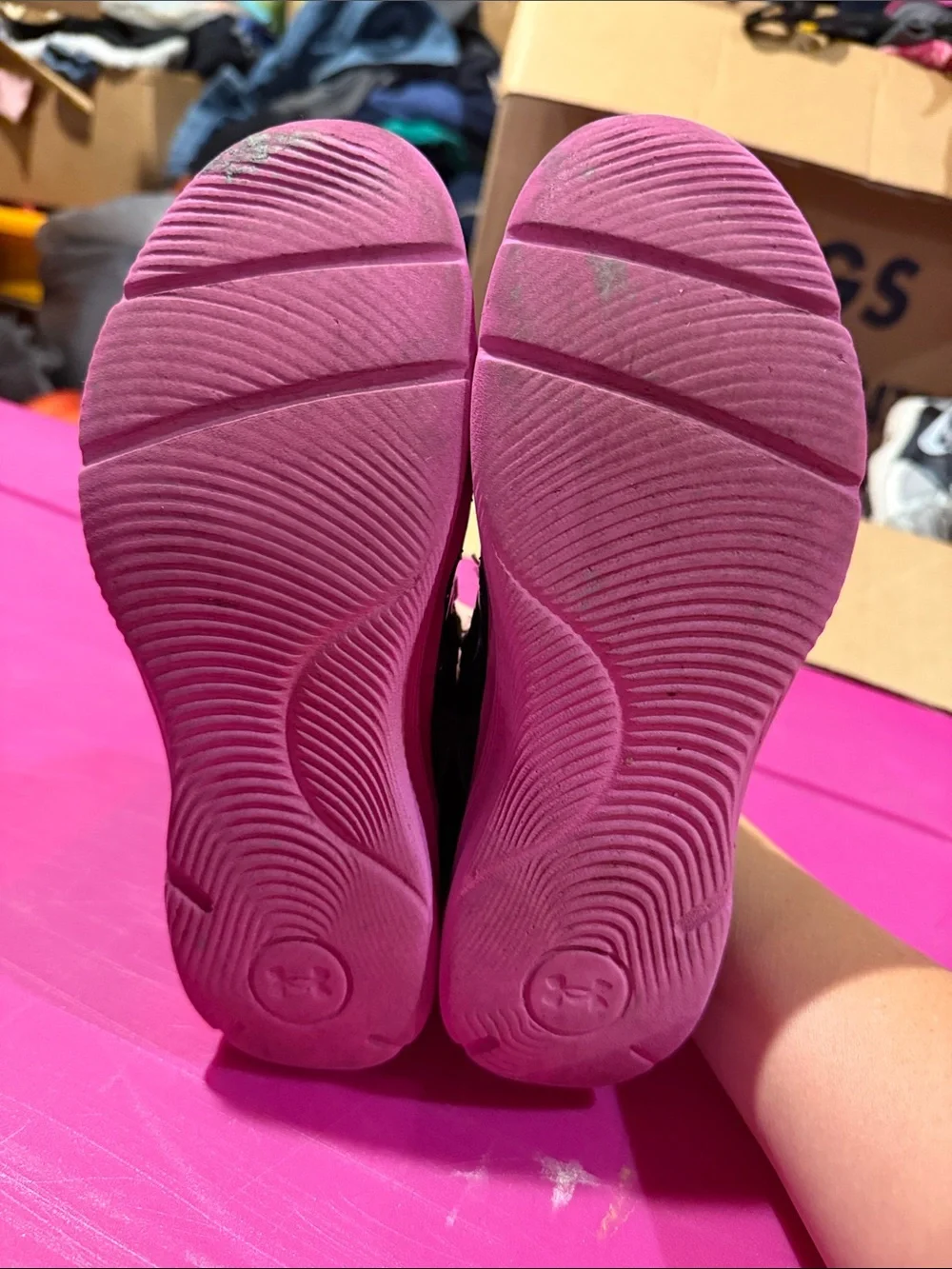 Under Armour Black Sneakers with Pink Soles and Lime Laces